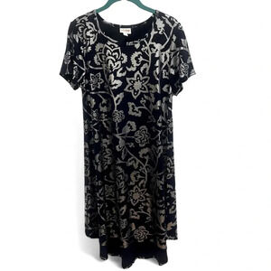 LuLaRoe Elegant Collection Carly high low dress blue with silver floral size S